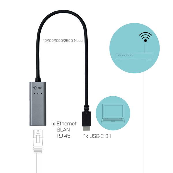 i-tec USB-C Metal 2.5Gbps Ethernet Adapter 