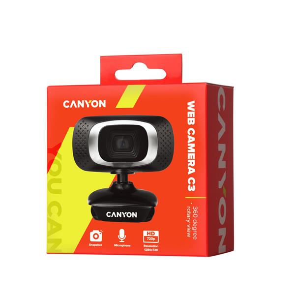 Canyon CNE-CWC3N webkamera, HD 720p, 1Mpx, USB, mikrofón, 360° rozsah 