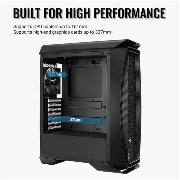 Aerocool MLG Aero One Frost BG, skrinka ATX, 4x RGB LED ventilátor, čierna 