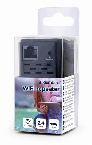 Gembird Wi-Fi repeater / extendér, 300 Mbps, čierny 