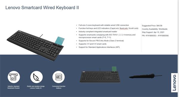 Lenovo USB Smart Card keyboard II -Cze/Slov - slovenska klavesnica 