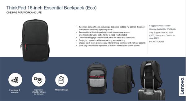 Lenovo ThinkPad Essential 16-inch Backpack (Eco) - batoh 