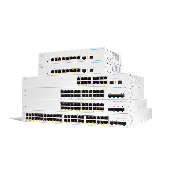 Cisco switch CBS220-24FP-4X (24xGbE, 4xSFP+, 24xPoE+, 382W) 