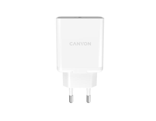 Canyon H-20, vysokorýchlostná univerzálna nabíjačka do steny 1xUSB-C, 20W, Power Delivery, biela 