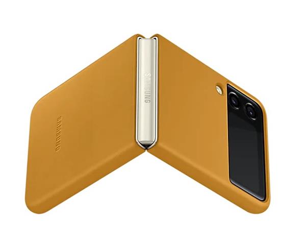 Samsung Kožený zadný kryt Z Flip3 Mustard 