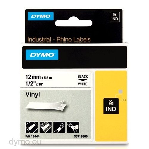 DYMO Vinylová páska 12 mm x 5,5 m, biela/čierna