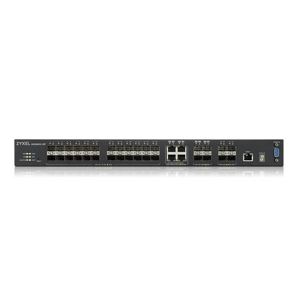Zyxel XGS4600-32F L3 Managed Switch, 24 port Gig SFP, 4 dual pers.  and 4x 10G SFP+, stackable, dual PSU