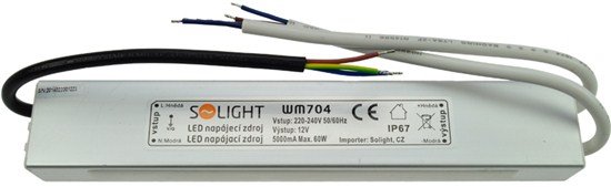 Solight LED napájací zdroj, 230V - 12V, 5A, 60W, IP65