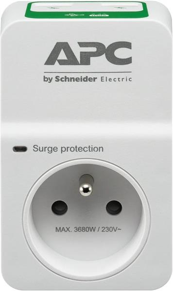APC ochrana proti prepätiu,  SurgeArrest 1 výstup 230 V, 2 nabíjacia porty USB