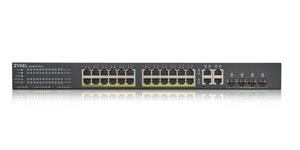 Zyxel GS1920-24HPv2, 28 Port Smart Managed PoE Switch 24x Gigabit Copper PoE and 4x Gigabit dual pers., hybrid mode, sta