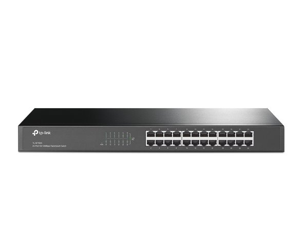 TP-LINK TL-SF1024 24-Port 10/100M Switch, 24 10/100M RJ45 Ports, 1U 19-inch Rack-mountable Steel Case