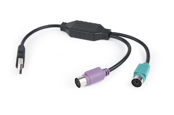 Gembird adaptér USB 2.0 (M) na PS/2, kábel, 0.3 m, čierny