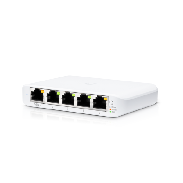 Ubiquiti UniFi Switch Flex  5-Port managed Gigabit Ethernet switch powered by 802.3af/at PoE or 5V, 1A USB-C power adapt