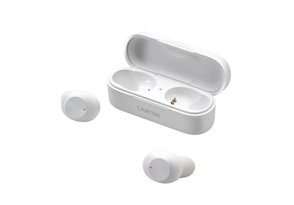 Canyon CNE-CBTHS1W True Wireless Bluetooth slúchadlá do uší, nabíjacia stanica v kazete, biele