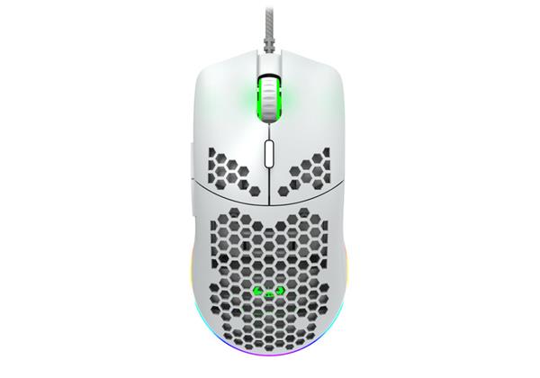 Canyon CND-SGM11W  Puncher herná myš, drôtová, optická, 800/1600/2400/4200, 7 progr. tlač, Pixart, RGB podsviet., biela 
