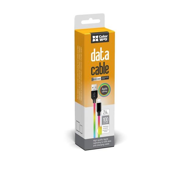 ColorWay Kábel USB Apple Lightning (multicolor) 2.4A 1m