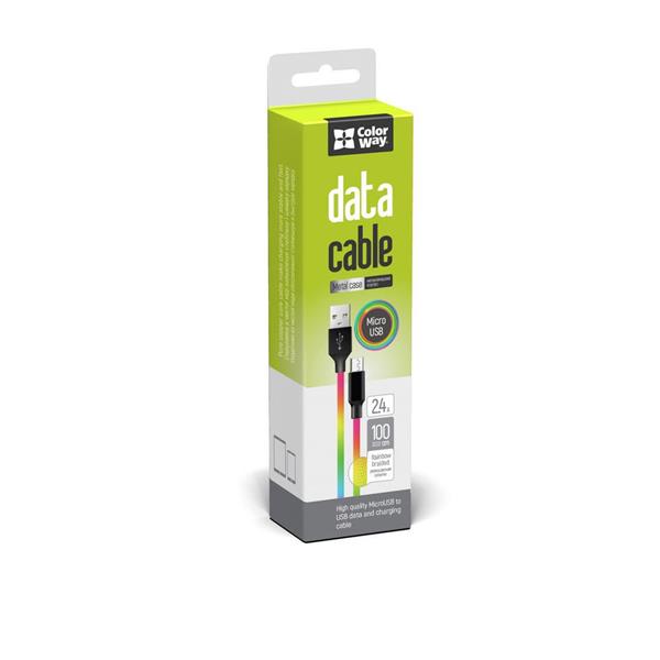 ColorWay Kábel USB MicroUSB (multicolor) 2.4A 1m