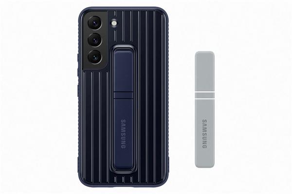 Samsung Tvrzený ochranný zadný kryt so stojanom pre Samsung Galaxy S22 modrý