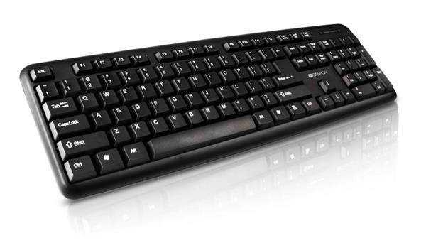 Canyon KB-1, klávesnica, USB, 104 kláves, odolná proti poliatiu tekutinou, štíhla, čierna, SK/CZ
