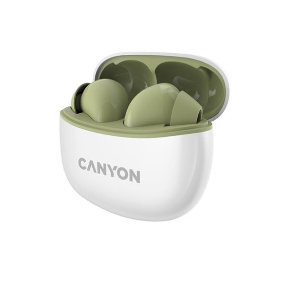 Canyon TWS-5, True Wireless Bluetooth slúchadlá do uší, USB-C nabíjanie, nabíjacia stanica v kazete, zelené