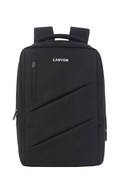 Canyon BPE-5, batoh pre 15,6´´ notebook, 22l, vodeodolný, 7 vreciek, USB-A nabíjací port, čierny