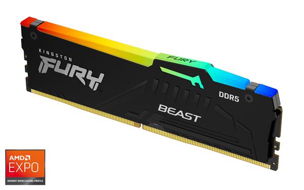 Kingston FURY Beast EXPO/ DDR5/ 8GB/ 5200MHz/ CL36/ 1x8GB/ RGB/ Black
