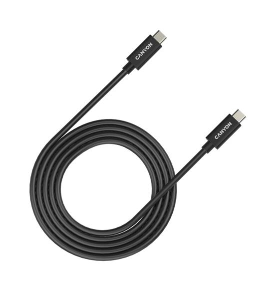 Canyon UC-42, 2 m kábel USB-C / USB-C, 48V/5A, výkon 240W EPR, 20GBPS, pre notebooky, E-mark čip, čierny