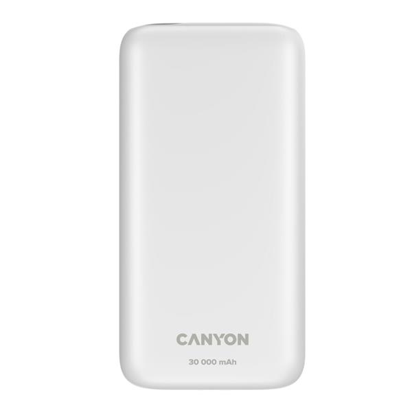 Canyon PB-301, Powerbank, Li-Pol, 10.000 mAh, Vstup: 1x Micro-USB, 1x Lightning, Výstup: 2x USB-A, biela