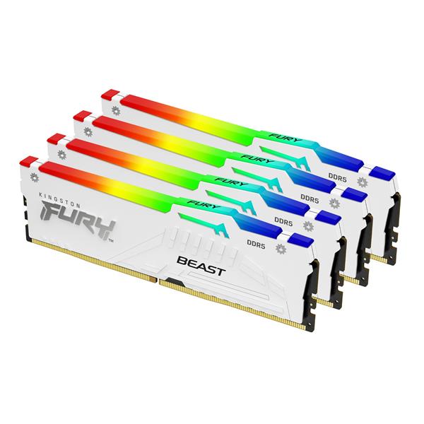 Kingston FURY Beast/ DDR5/ 128GB/ 5600MHz/ CL40/ 4x32GB/ RGB/ White
