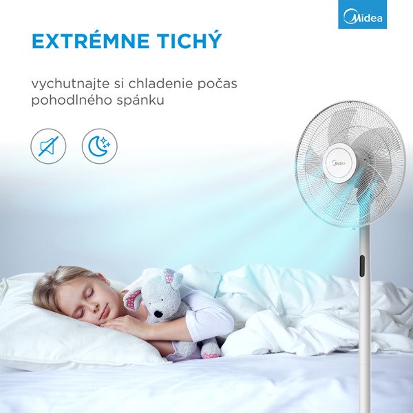 MIDEA Stojanový ventilátor FS40-18BR, 48W, 40cm, 8 rýchlostí, casovac, Dialkove,  LEDdisplej, 41mł/min, 38-65 dB