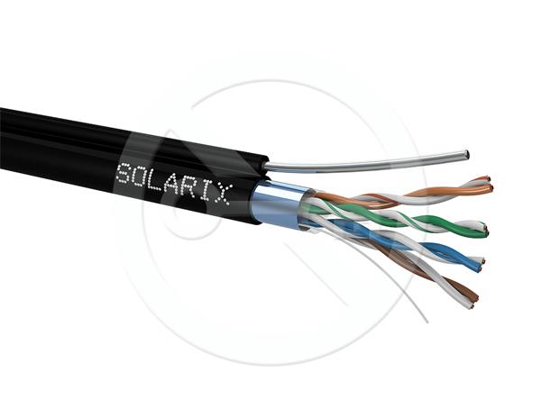 Inštalačný kábel Solarix outdoor FTP,  Cat5E,  drôt,  PE,  samonosný,  cievka 305 m SXKD-5E-FTP-PE-SAM