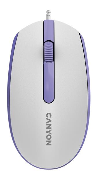 Canyon M-10, prémiová optická myš, USB, 1.000 dpi, 3 tlač, bielo-fialová