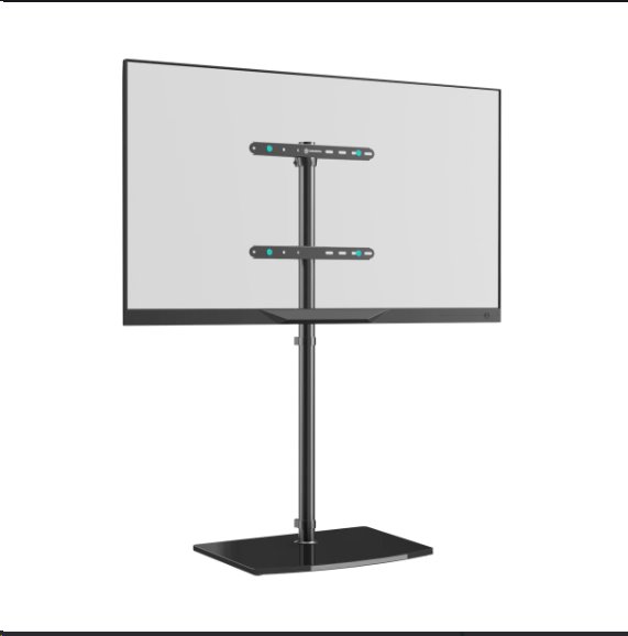 ONKRON Univerzálny podlahový TV stojan so sklenenou základňou pre 30"-60" TV do 41 kg, čierna VESA: 100x100 - 400x400