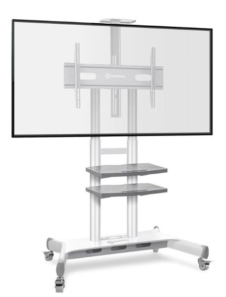 ONKRON TV mobilný stojan pre 50-83" s policami, výškovo nastaviteľný, biely