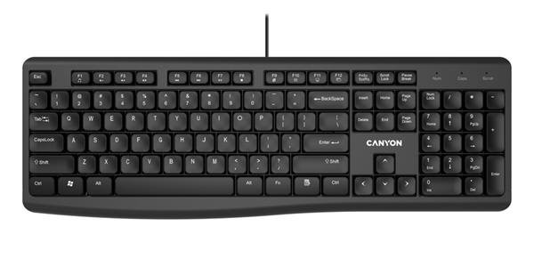 Canyon KB-50, klávesnica, USB, 104/12 multimed. klávesov, EN, čierna