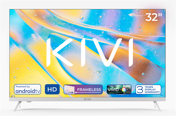 KIVI TV 32H760QW, 32" (81cm), HD LED TV, AndroidTV 11, White, 1366x768, 60 Hz,2x8W, 33 kWh/1000h ,HDMI ports 2