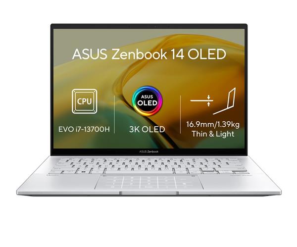 ASUS Zenbook 14 UX3402VA-OLED758X, i7-13700H, 14.0˝ 2880 x 1800, UMA, 16GB, SSD 1TB, W11Pro, NumPad, FPR TPM strieborny