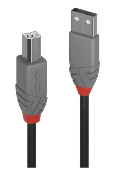 Lindy USB 2.0 A-B M/M 0.5m, High Speed, čierny, Anthra Line