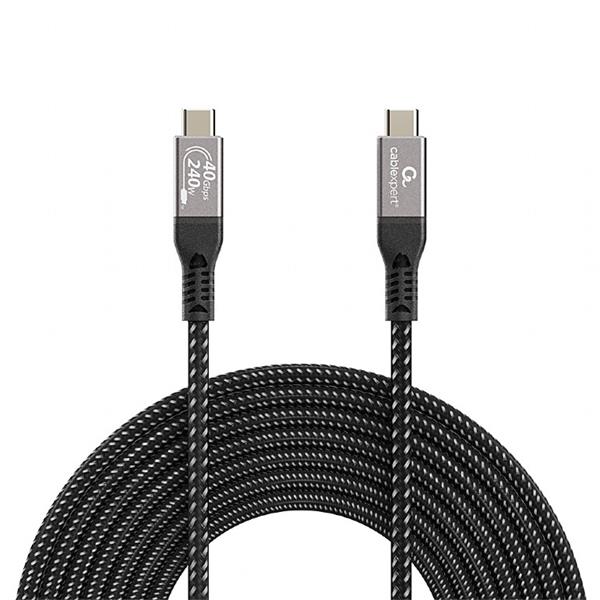 Gembird kábel USB-C (M) na USB-C (M), prémiový, USB 4, 3.2 Gen, 240W, 40 GBps, 1.5 m, čierny