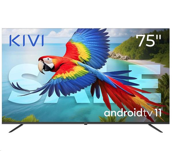 KIVI TV 75U760QB, 75" (187cm), HD LED TV, AndroidTV 11, Black, 3840x2160, GAME MODE, HLG,  HDR, 127 kWh,WIFI5