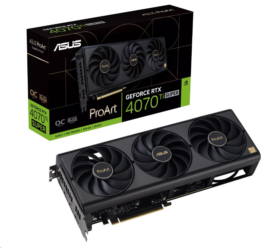 ASUS VGA NVIDIA GeForce RTX 4070 Ti SUPER PROART OC 16G,  16G GDDR6X,  3xDP,  1xHDMI