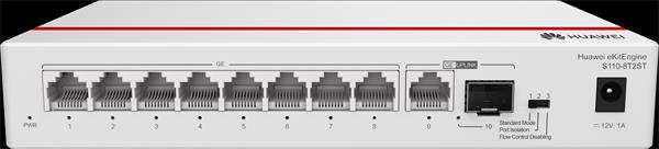 Huawei S110-8T2ST, S110-8T2ST, S110-8T2ST (8*10 100 1000BASE-T ports, 1*GE SFP port, 1*10 100 1000BASE-T port, with 7*AC p