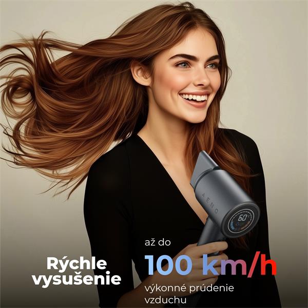 AENO vysovýkonný sušič vlasov HD3 v 100km/h, NTC senzor, 1500W, ionizátor,3rýchlosti, 5 trysiek, cest. taška