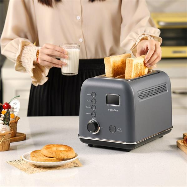 BUYDEEM Automatický kovový hriankovač na 2 plátky, model DT730E, farba atramentová sivá, EU