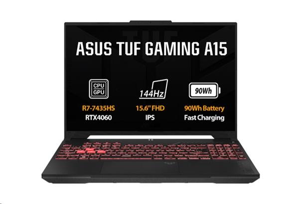 ASUS TUF Gaming A15 FA507NVR-LP005, Ryzen 7 7435HS, 15.6˝ 1920 x 1080 FHD, RTX 4060 8GB, 16GB, SSD 512GB, FDOS
