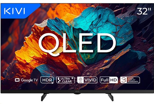 KIVI TV 32F720QB,PRIME E5 QLED, 32", FHD, SMART, Google TV, 2025, Vyrobené v CZ, Čierna 