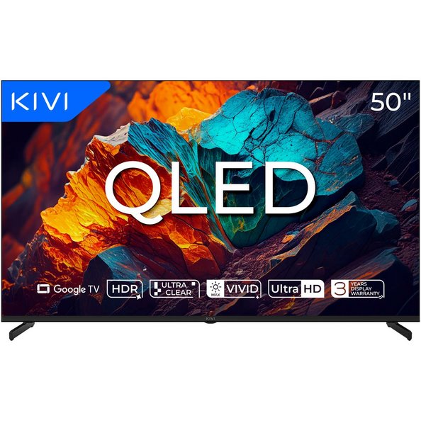 KIVI TV 50U720QB, PRIME  E5 QLED, 50", UHD, SMART, Google TV, 2025, Vyrobené v CZ, Čierna  