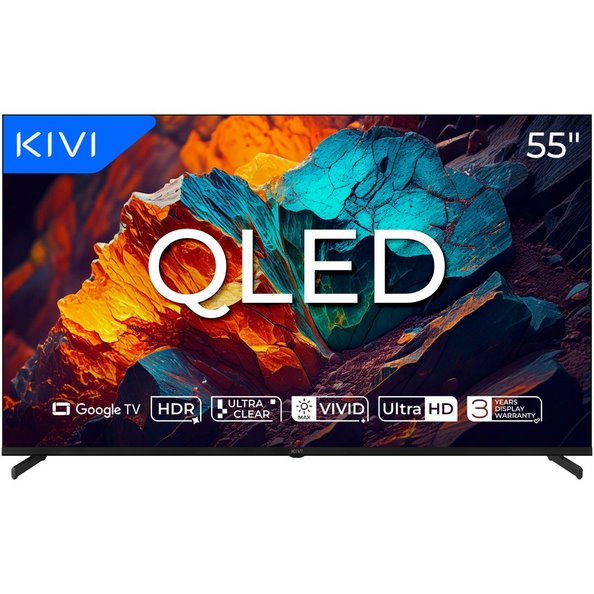 KIVI TV 55U720QB, PRIME E5 QLED, 55", UHD, SMART, Google TV, 2025, Vyrobené v CZ, Čierna  