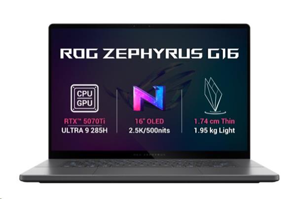 ASUS ROG Zephyrus G16 GU605CR-NEBULA168X, Core Ultra 9 285H, 16.0˝ 2560x1600 WQXGA, RTX 5070/12GB, 32GB, SSD 2TB, W11Pro
