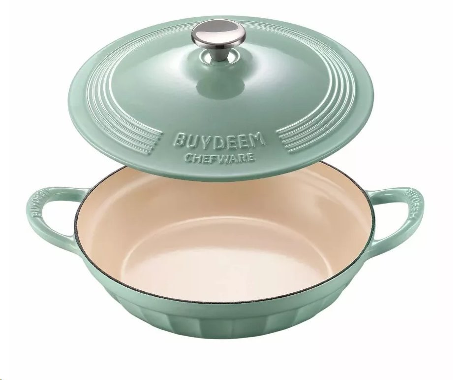 BUYDEEM Smaltovaný liatinový hrniec 3,1 L, 28cm,  model CP581, farba zelená